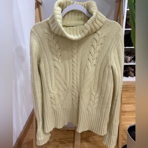 Ann Taylor merino wool Cable Knit Turtleneck Sweater - Cream